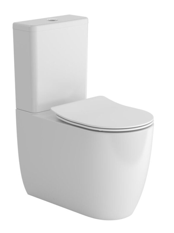 Kado Lussi Close Coupled Back to Wall Vortex Rimless Overheight Back Inlet Toilet Suite with Soft Close Quick Release Seat White (4 Star)