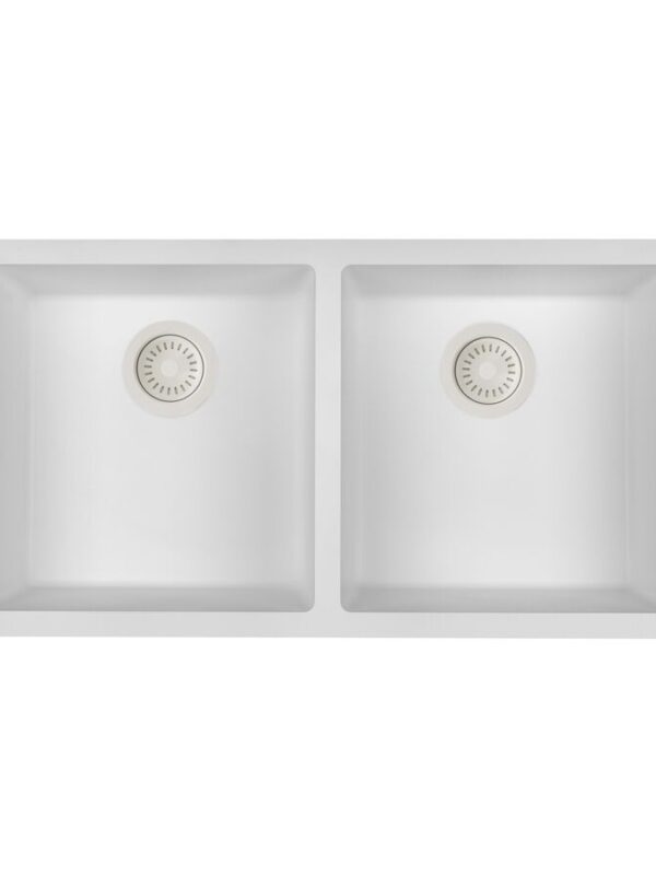 Memo Freya Double Bowl Sink No Taphole Granite White