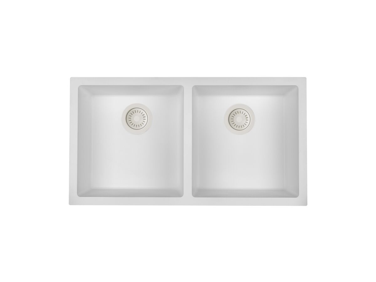 Memo Freya Double Bowl Sink No Taphole Granite White
