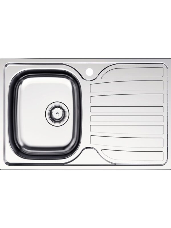 Posh Bristol Single Bowl Sink 1 Taphole Left Hand Bowl with Drainer Stainless Steel