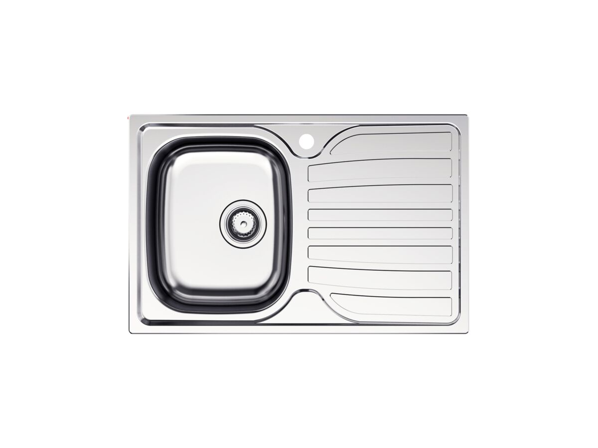 Posh Bristol Single Bowl Sink 1 Taphole Left Hand Bowl with Drainer Stainless Steel