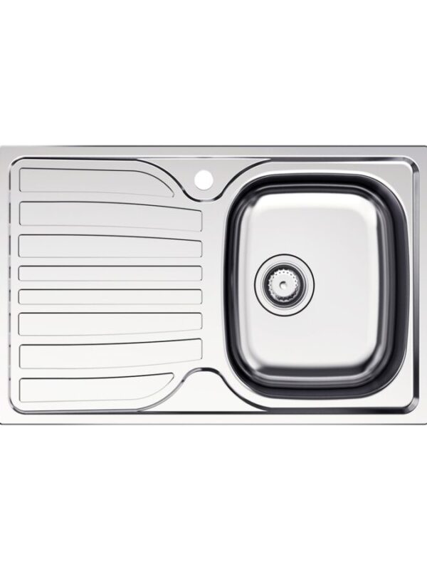 Posh Bristol Single Bowl Sink 1 Taphole Right Hand Bowl with Drainer Stainless Steel