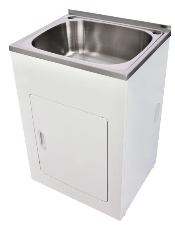 Posh Bristol Standard Laundry Trough & Cabinet 45L with 1 Taphole and Bypass Stainless Steel