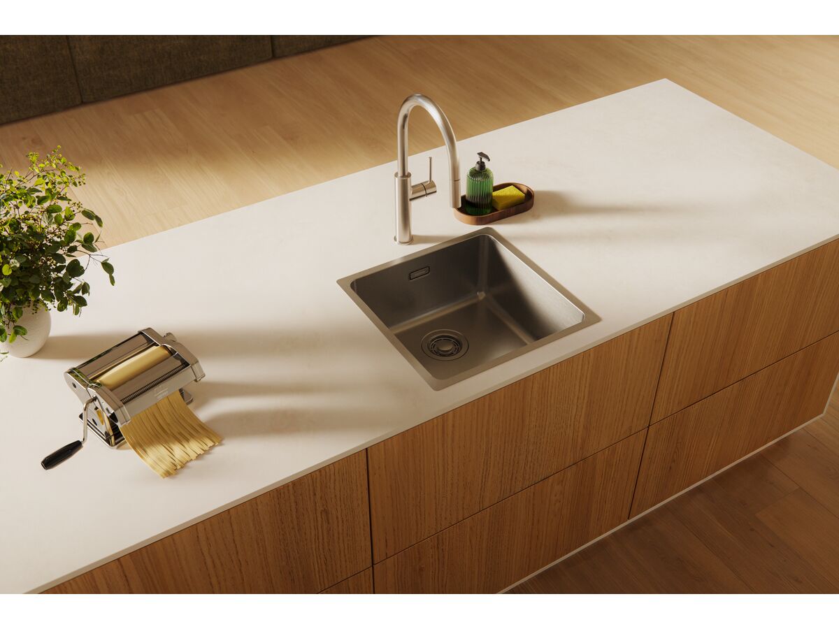 Memo Oscar Inset/Undermount Single Bowl Sink 400mm Overflow No Taphole - Image 4