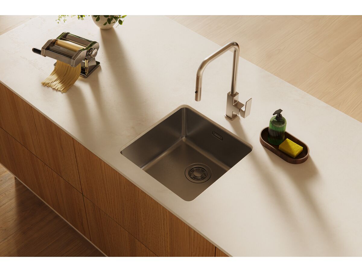 Memo Oscar Inset/Undermount Single Bowl Sink 400mm Overflow No Taphole - Image 5