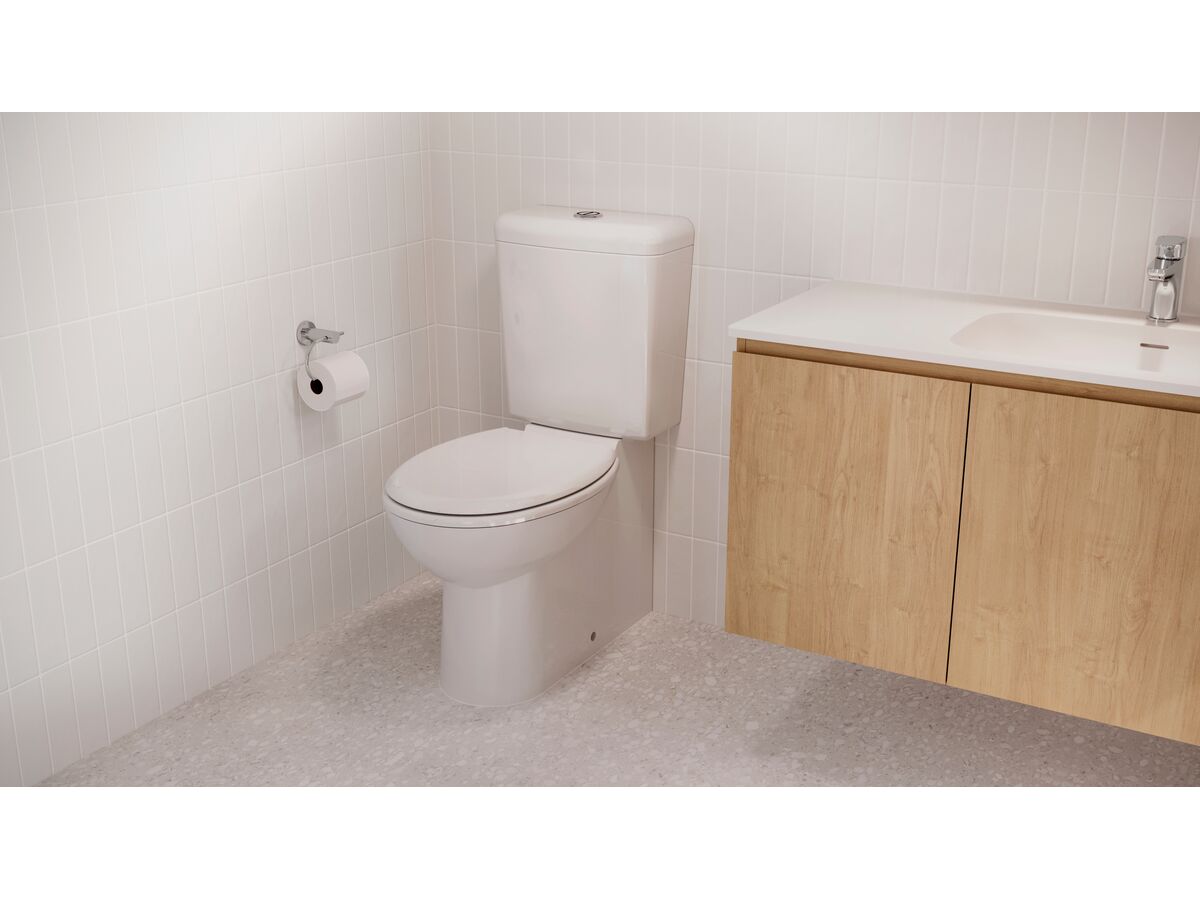 Posh Solus Square Close Coupled Back to Wall Bottom Inlet Toilet Suite S&P Trap Soft Close Quick Release Seat White/Chrome (4 Star) - Image 3
