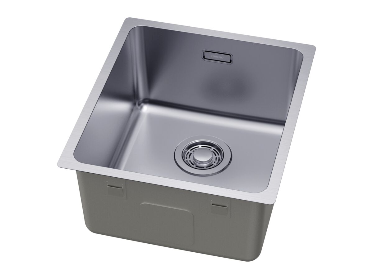 Memo Oscar Inset/Undermount Compact Single Bowl Sink 350mm Overflow No Taphole - Image 3