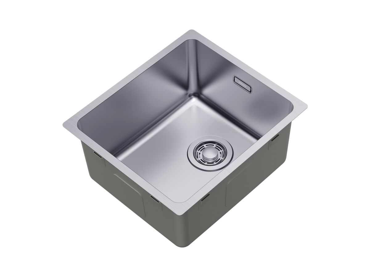 Memo Oscar Inset/Undermount Compact Single Bowl Sink 350mm Overflow No Taphole - Image 2