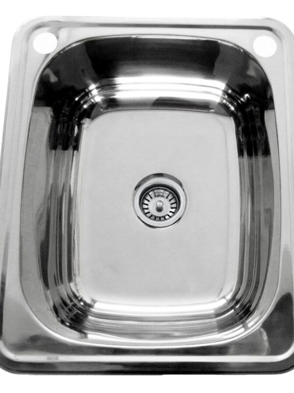 Base Compact Inset Laundry Trough 1 Taphole with Bypass 45 Litres Stainless Steel
