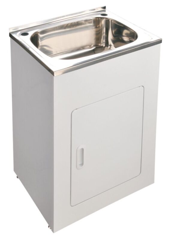 Base Laundry Trough & Cabinet 45 Litres 1 Taphole Stainless Steel/White