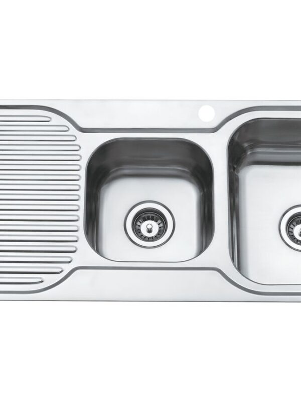 Base MK3 1 & 3/4 Bowl Sink 1 Taphole Right Hand Bowl 1200mm Stainless Steel