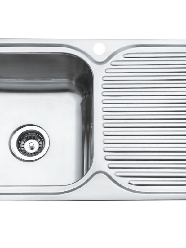 Base MK3 Single Bowl Sink 1 Taphole Left Hand Bowl 850mm Stainless Steel