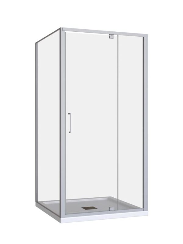 Base MK2 Shower Screen & Shower Base with Centre Outlet 1000mm x 1000mm White & Chrome