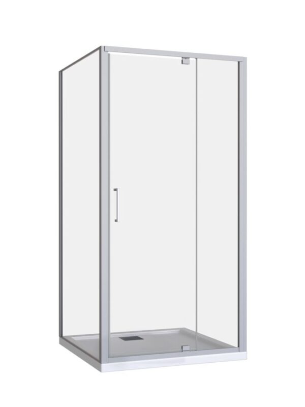 Base MK2 Shower Screen & Shower Base with Rear Outlet 1000mm x 1000mm White & Chrome