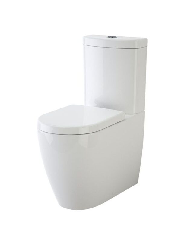 Caroma Forma Close Coupled Back to Wall Back Inlet Over Height Rimless Toilet Suite with Soft Close Quick Release Seat White (4 Star)
