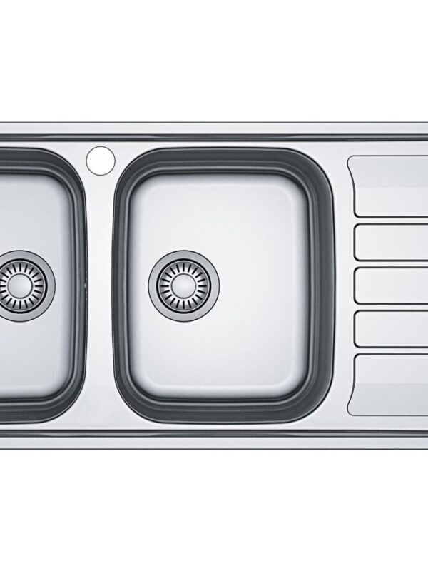 Franke Flash Double Bowl Inset Sink 1 Taphole Left Hand Bowl with Drainer Stainless Steel