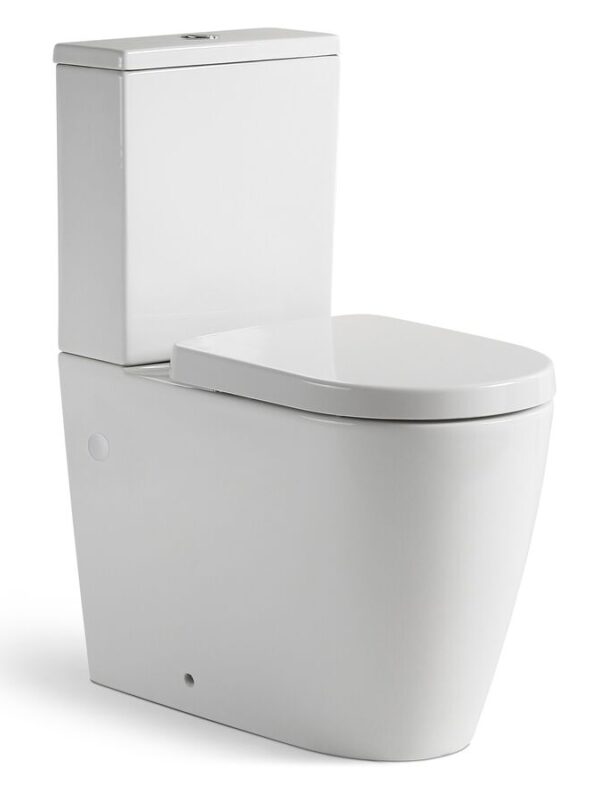 Kado Lux Close Coupled Back to Wall Rimless Plus Overheight Bottom Inlet Toilet Suite with Soft Close Quick Release Seat White (4 Star)