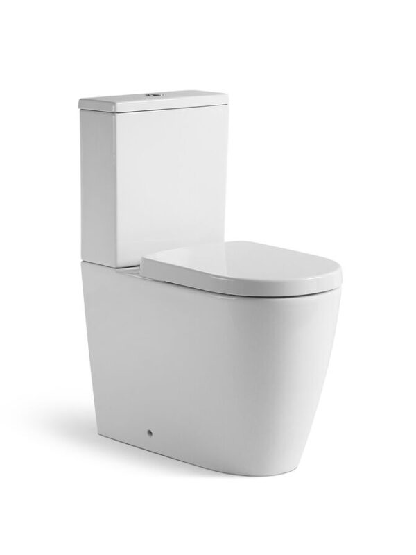 Kado Lux Close Coupled Back to Wall Rimless Plus Overheight Back Inlet Toilet Suite with Soft Close Quick Release Seat White (4 Star)