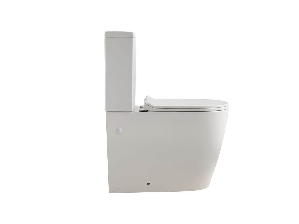 Kado Lux Close Coupled Back to Wall Rimless Plus Overheight Bottom Inlet Toilet Suite with Thin Soft Close Quick Release Seat White (4 Star) - Image 2