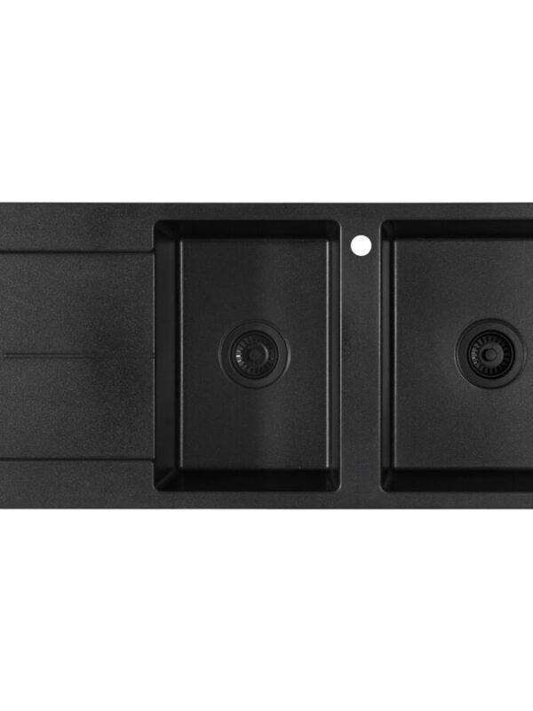 Memo Freya 1 3/4 Sink 1 Taphole Right Hand Bowl with Drainer Granite Black