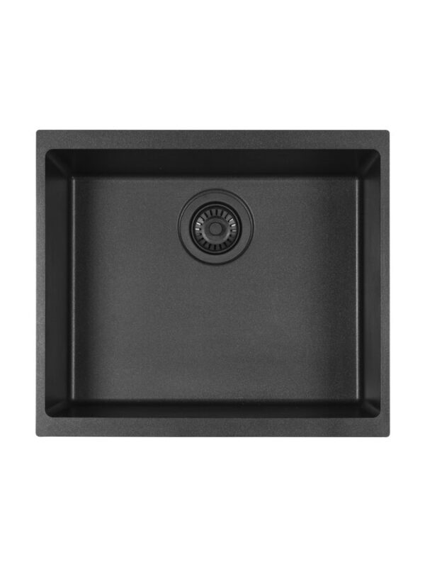 Memo Freya Extended Single Bowl Sink No Taphole Granite Black