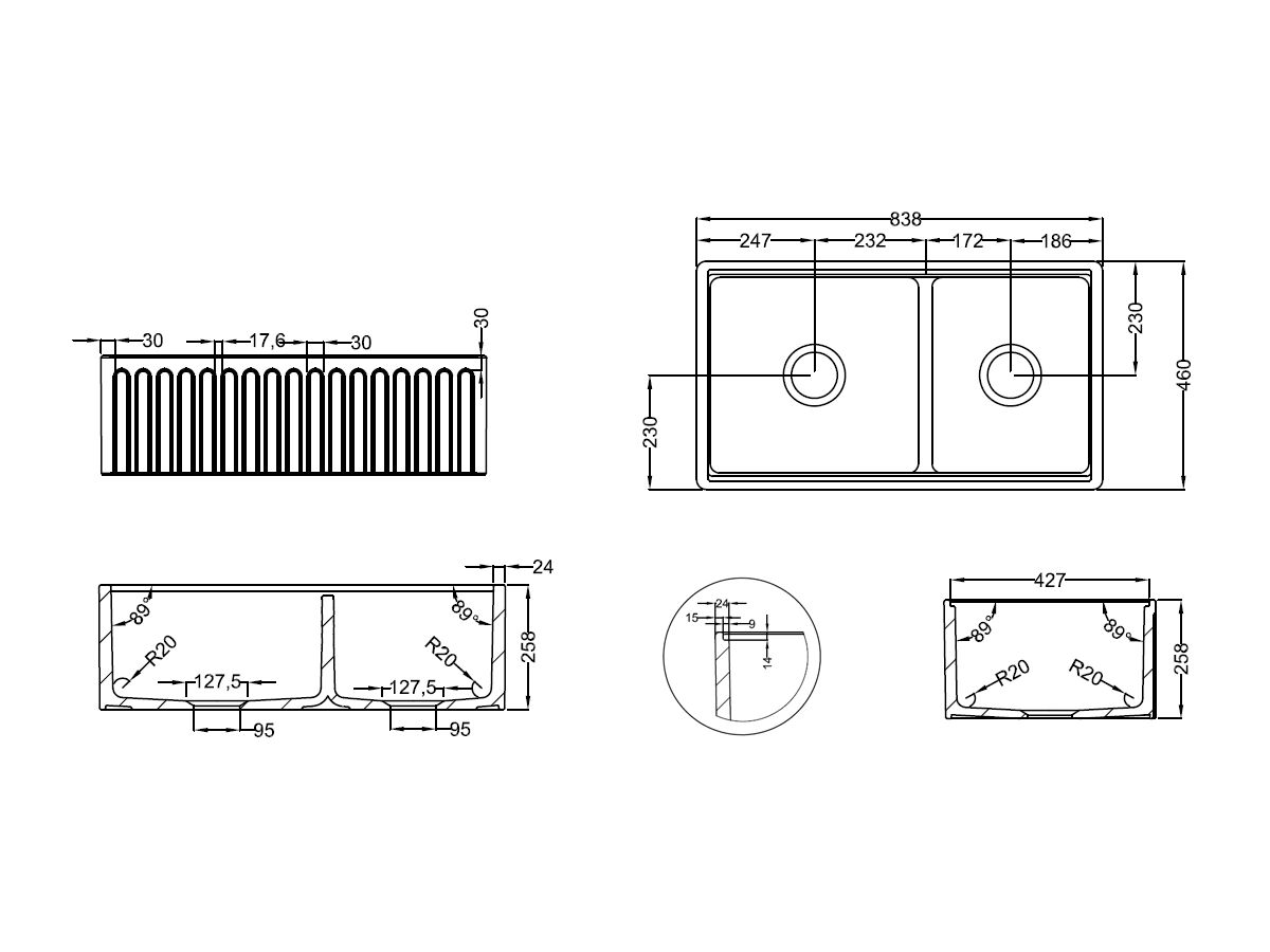 Memo Harper 1 3/4 Butler Sink Fireclay White - Image 8