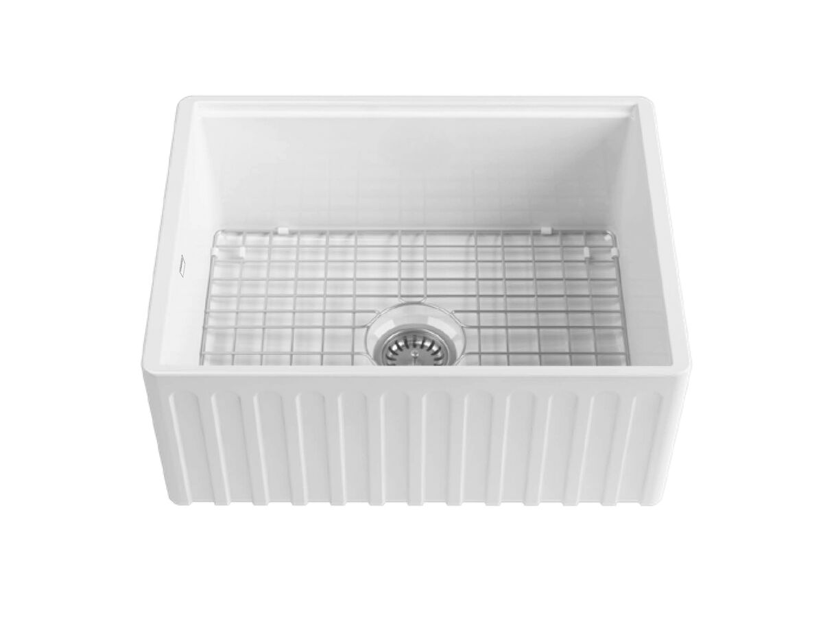 Memo Harper Single Bowl Butler Sink 610mm Fireclay White - Image 2