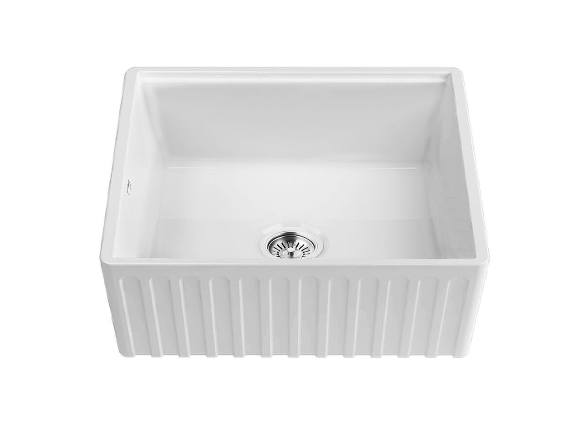 Memo Harper Single Bowl Butler Sink 610mm Fireclay White