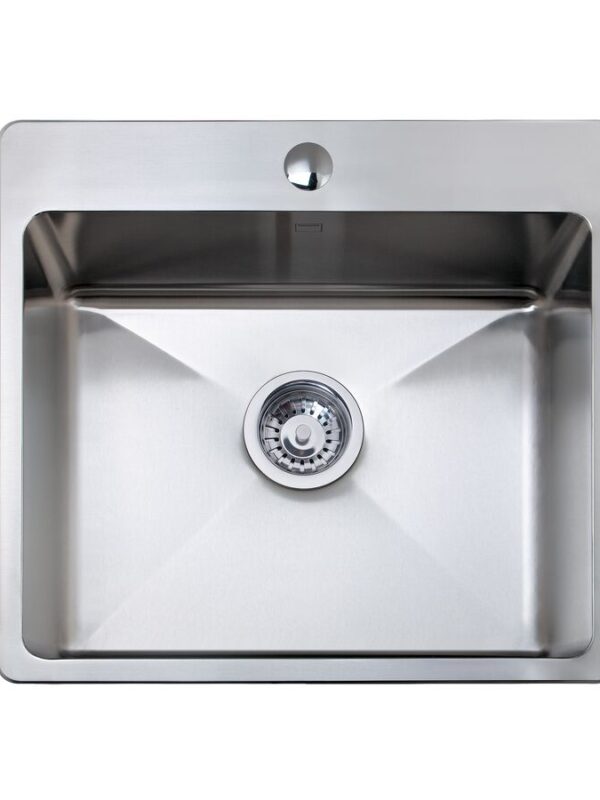 Memo Hugo Extended Single Bowl Sink 1 Taphole Stainless Steel