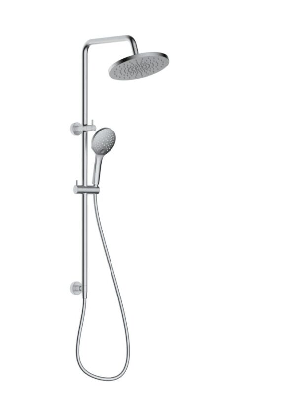 Mizu Drift Twin Rail Shower 250mm ABS Overhead with Top Rail Water Inlet Brushed Nickel (5 Star)