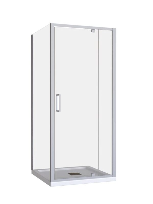 Posh Bristol Luna Shower Base & Shower Screen with Centre Outlet 1000mm x 1000mm White & Chrome