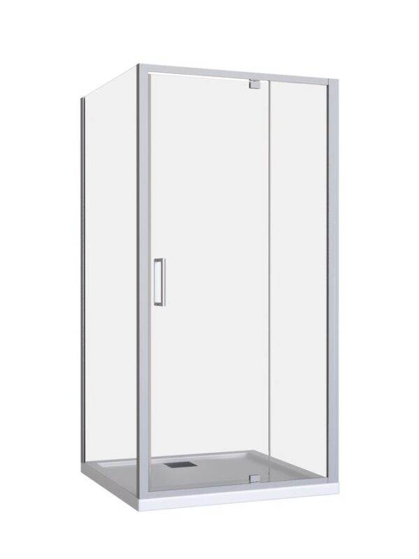 Posh Bristol Luna Shower Base & Shower Screen with Rear Outlet 1000mm x 1000mm White & Chrome