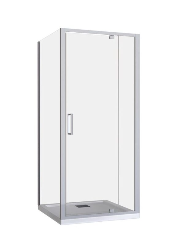 Posh Bristol Luna Shower Base & Shower Screen with Rear Outlet 900mm x 900mm White & Chrome