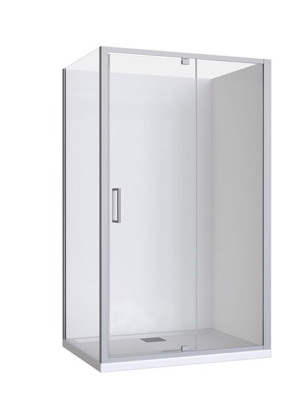 Posh Bristol Luna Shower Base & Shower Screen with Rear Outlet 1200mm x 900mm White & Chrome