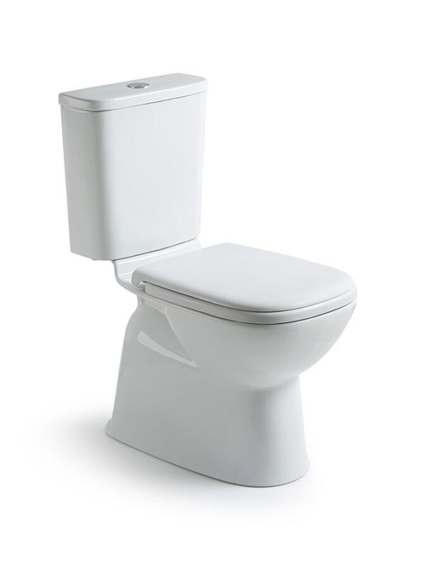 Posh Domaine Close Coupled Rimless Toilet Suite S Trap with Soft Close Quick Release Seat White Chrome (4 Star)