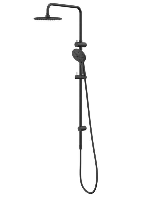 Posh Domaine Twin Rail Shower with Top Rail Water Inlet Matte Black (3 Star)