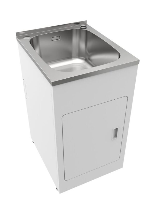 Posh Solus MK2 45 Litre Compact Laundry Trough & Cabinet 1 Taphole with Bypass & Overflow Stainless Steel