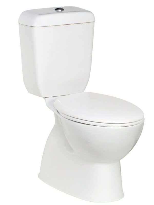 Posh Solus Round Toilet Suite Close Coupled S-Trap with Quick Release Soft Close Seat White/Chrome (4 Star)