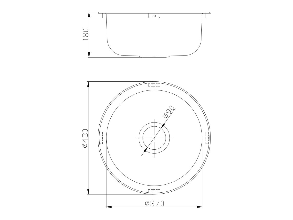 Posh Solus Round Inset/Undermount Sink No Taphole 430mm Stainless Steel - Image 2