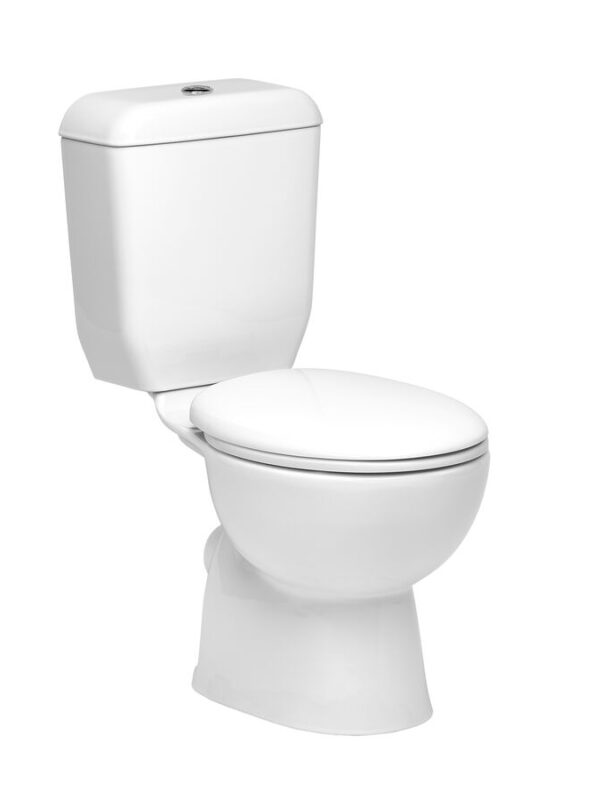 Posh Solus Round Toilet Suite Closed Coupled P-Trap with Quick Release Soft Close Seat White/Chrome (4 Star)