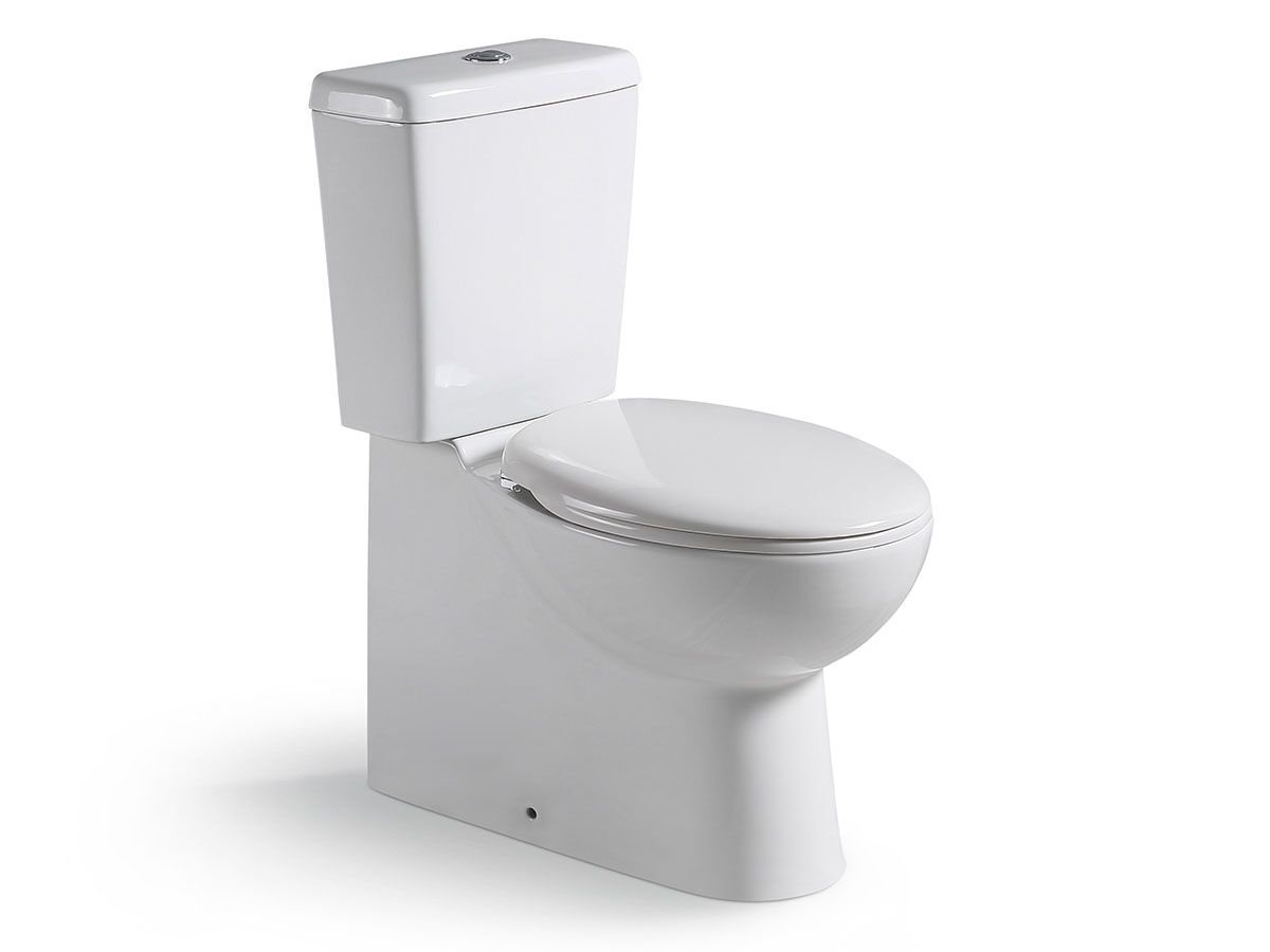 Posh Solus Square Close Coupled Back to Wall Bottom Inlet Toilet Suite S&P Trap Soft Close Quick Release Seat White/Chrome (4 Star)