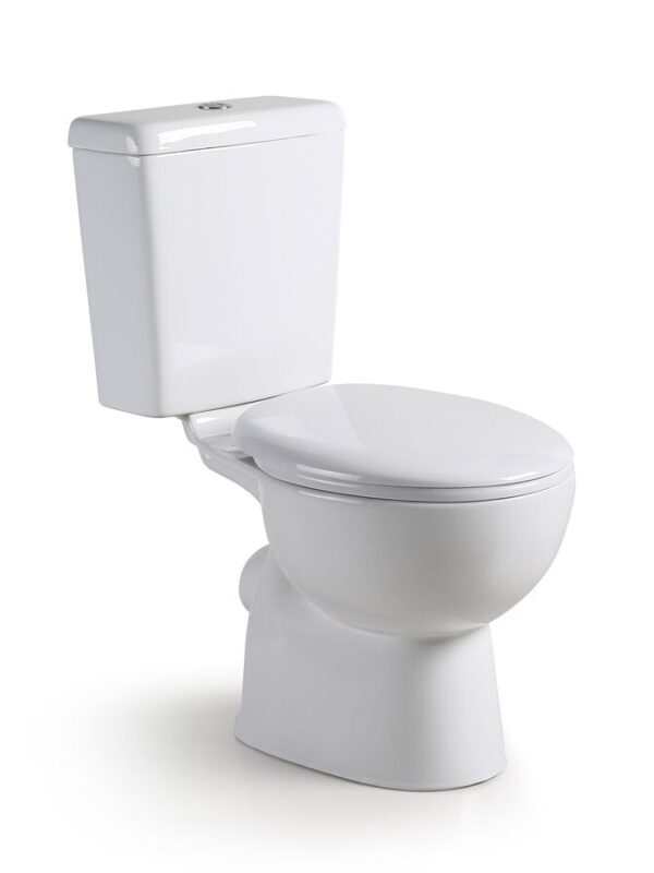 Posh Solus Square Close Coupled Toilet Suite P Trap with Soft Close Quick Release Seat White/Chrome New (4 Star)