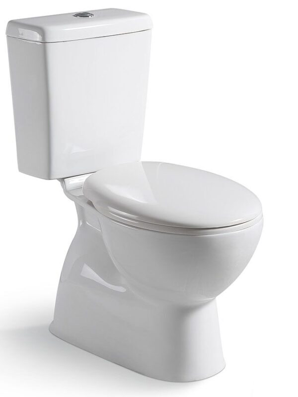 Posh Solus Square Close Coupled Toilet Suite S Trap with Soft Close Quick Release Seat White/Chrome New (4 Star)
