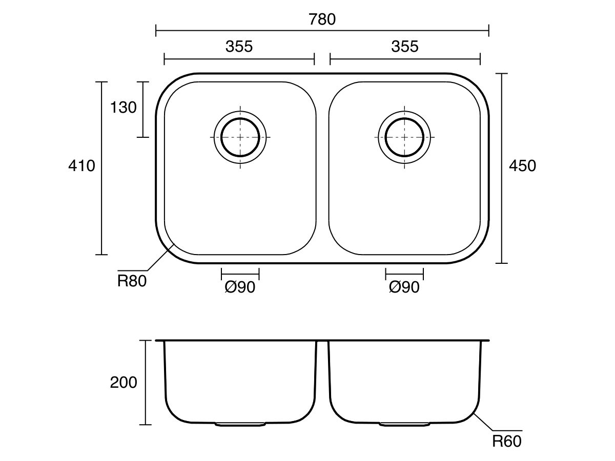 Posh Solus MK3 Double Bowl Undermount Sink No Taphole Stainless Steel - Image 4