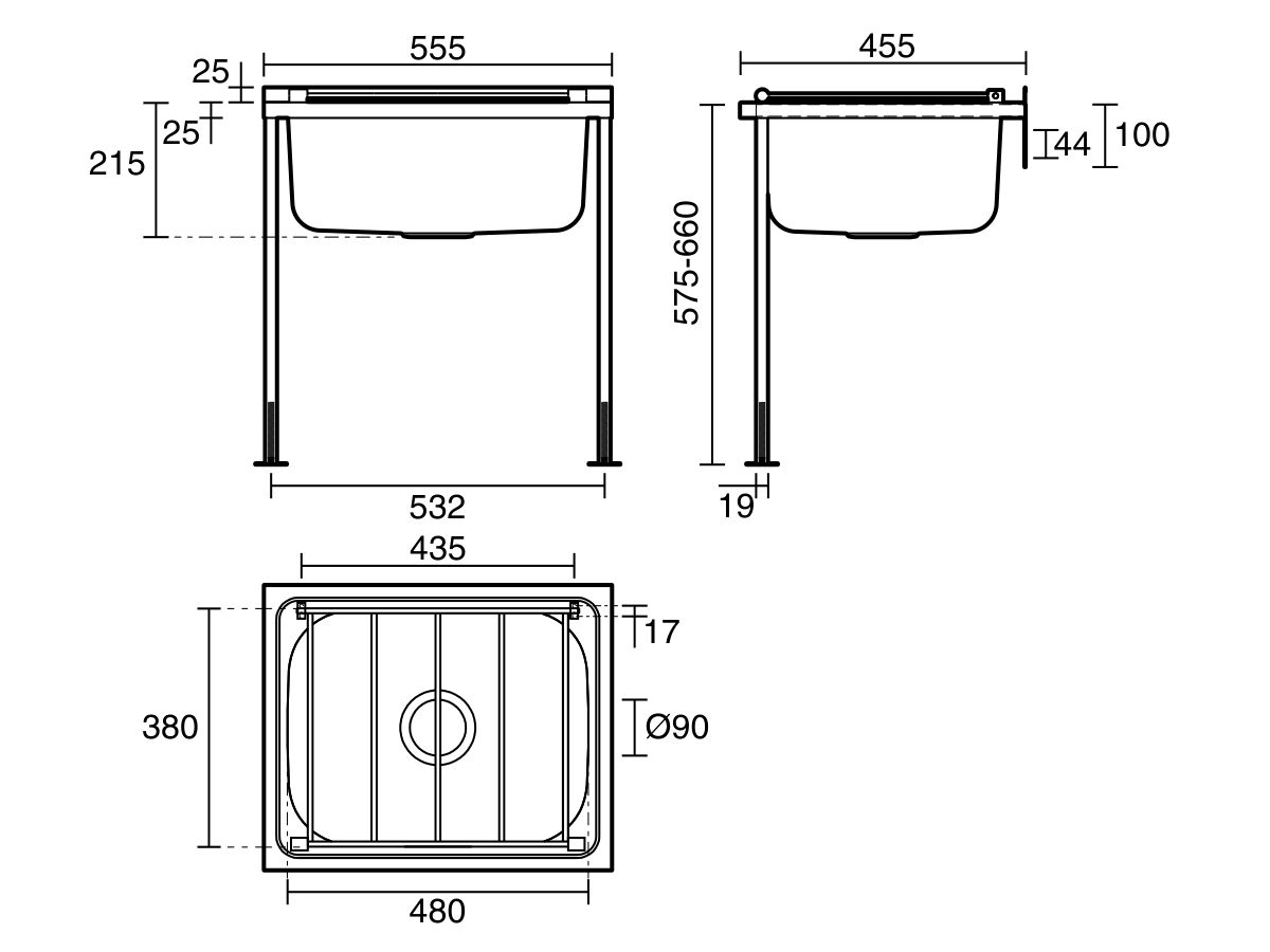 Wolfen Floor Mounted Cleaners Sink with Grate 316 Grade Stainless Steel - Image 3